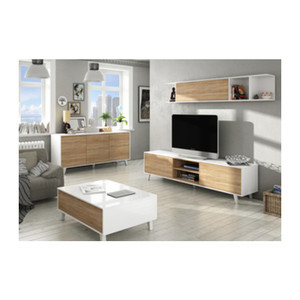 Credenza a 3 Ante Zaiken 154x41xh75 Cm Bianco Rovere - Product Image 1