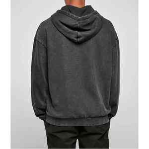 Sweats à capuche en molleton vierge surdimensionné avec logo personnalisé broderie sans ficelle 500g poids lourd vêtements de rue sweats à capuche unis pour hommes - Product Image 1