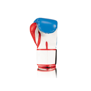 Gants de boxe en cuir PU bleu, rouge et blanc, fermeture Velcro sur les doigts, équipement d'entraînement pour adultes - Product Image 3