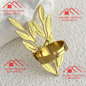 Accessoires de décoration de table d'hôtel de luxe Rond de serviette en métal fini doré Mdae à la main au prix de gros - Product Image 3