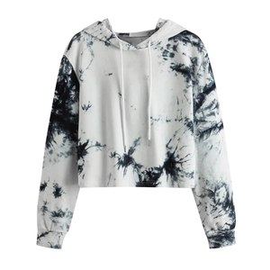 Vente en gros Sweat à capuche court Tie Dye pour femmes Pull mode avec col à capuche Vêtements d'hiver élégants pour dames - Product Image 1