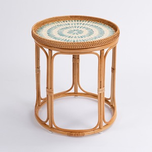 Mesas de té y café para sala de estar, la mejor opción, fregona de ratán natural, mesa con incrustaciones de nácar - Product Image 1