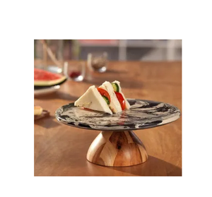 Support de gâteau en bois et marbre, assiette de service de gâteau avec support de gâteau de cuisine de mariage à domicile, prix bon marché - Product Image 2