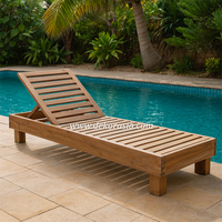 Chaise longue d'extérieur en teck de haute qualité, écologique, avec dossier inclinable réglable, pour villa, piscine, jardin et hôtel