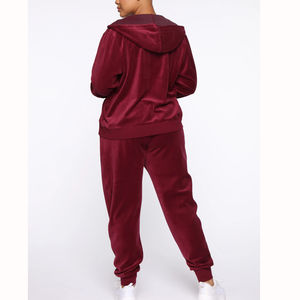 Conjunto Deportivo de Terciopelo con Sudadera con Cremallera Completa y Pantalones a Juego para Mujer, Venta al por Mayor, Suave, 100% Poliéster, Cálido y Cómodo - Product Image 6