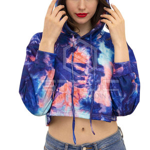 Top corto transpirable de fábrica a prueba de viento para mujer, sudaderas con capucha de algodón de la mejor calidad, sudaderas con capucha cortas para mujer - Product Image 1