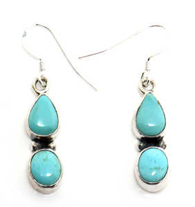 ต่างหูเทอร์ควอยส์ประดับเพชรรูปลูกแพร์น่ารักสองชิ้นสำหรับผู้หญิง - Product Image 1