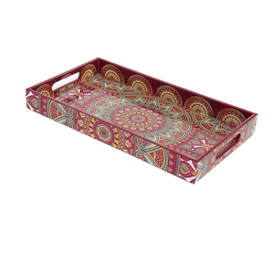 Bandeja de madera de estilo moderno hecha a mano Ramadán islámico diseños impresos personalizados hogar cocina uso decorativo Iftar Suhoor bandeja - Product Image 1