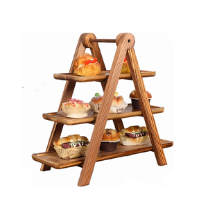 Bandeja rectangular de madera de acacia de 3 niveles al mejor precio, soporte desmontable para cupcakes, mesa de comida, venta al por mayor de la fábrica de Vietnam - Product Image 3