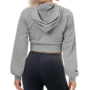Más Popular Pullover Crop Top Hoodie Mujeres de gran tamaño personalizado Mujeres Crop Top Hoodies para la venta - Product Image 5