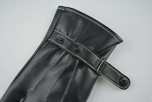 Gants d'hiver en cuir de mouton avec logo personnalisé, mitaines chaudes en polaire et épaisses pour l'automne et l'hiver, coupe-vent, écran tactile - Product Image 5