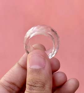 แหวนพลอยควอตซ์คริสตัลเหลี่ยมเพชรพลอยธรรมชาติของขวัญพิเศษสายรัดออกแบบเครื่องประดับสำหรับเขาและเธอ - Product Image 3