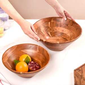 Bol à salade en bois fait à la main de style rustique Vaisselle durable et élégante pour la cuisine, la salle à manger et les invités divertissants - Product Image 5