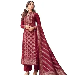 印度和巴基斯坦风格网，刺绣作品Salwar Kameez套装，适合女性重穆斯林风格连衣裙和Kurtis 2023件
