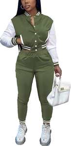 Conjuntos Deportivos Cortos Bordados de Moda para Mujer, 2 Piezas, Chándales con Parches, Chaqueta Bomber Corta con Botones, Pantalones Deportivos Sexys - Product Image 4