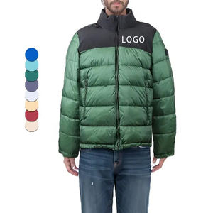 OEM Custom Design <b>Men's</b> Long Winter Puffer <b>Jacket</b> Casual Style Stand Collar Zipper Waterproof Coating High Street Plain Dyed - Product Image 1