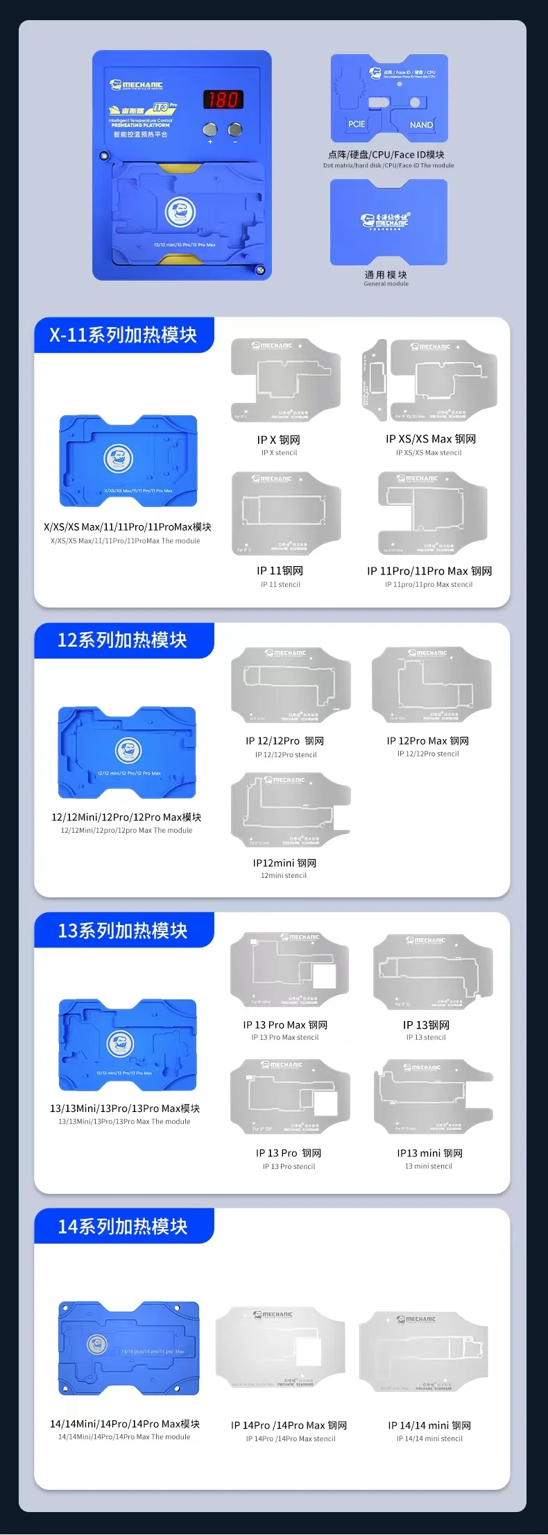 Plataforma de precalentamiento IP X-14 Serie Mechanic iT3 PRO