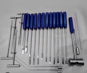 Juego de 22 Instrumentos para Extracción de Cemento Tipo Mueller, Acero Inoxidable, Herramientas Quirúrgicas Ortopédicas Manuales, Clase II ISO13485, Mango Azul - Product Image 4