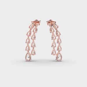 คริสตัลDanglerต่างหูแต่งงานสองแถวลูกแพร์ตัดLab Grownเพชรต่างหูหมั้น14พันทองPushกลับต่างหูสตั๊ด - Product Image 2