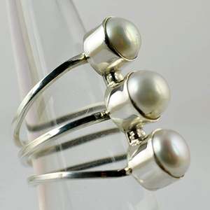 <b>925</b> Sterling <b>Silver</b> Handmade Boho June Birthstone <b>Ring</b> Freshwater White Pearl Perfect Gift for Her Birthday - Product Image 6