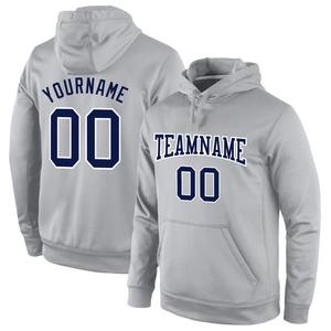 Wholesale & Dropship Custom Stitched Gray Navy-<b>White</b> Sports Pullover <b>Sweatshirt</b> Hoodie - Product Image 1