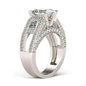 Bague de fiançailles Jeulia en argent sterling plaqué or avec zircon taille princesse pour femme - Product Image 2