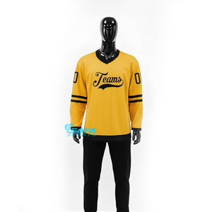 Maillots de hockey sur glace brodés personnalisés, vêtements d'équipe, respirants, 100% polyester, logo par sublimation, uniforme d'entraînement, adulte et enfant - Product Image 4