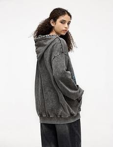 เสื้อมีฮู้ดผู้ชายสไตล์วินเทจ, เสื้อสวมหัวทรงโอเวอร์ไซส์ผ้าคอตตอนใส่สบายปักฤดูหนาว - Product Image 3