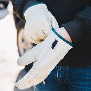 Guantes de invierno de cabra Guantes de conductor de cuero de ajuste cómodo para guantes de conductor de cuero de vaca de seguridad para las manos. - Product Image 3