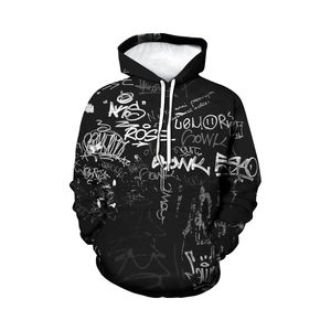 Sweat à capuche unisexe coupe classique, tendance hip-hop, imprimé graffiti uni, hiver, 100% coton molletonné pour homme - Product Image 1