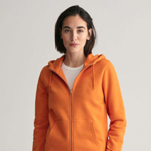 Sudadera con cremallera para mujer Sudadera con capucha de lana de algodón naranja de gran tamaño con cremallera Streetwear Ropa de invierno cálida Sudaderas con cremallera - Product Image 2