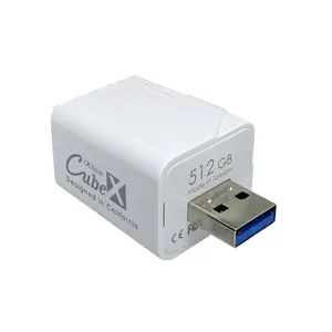 PioData iXflash Cube 512G Dispositif de stockage de photos certifié Apple MFi USB Type A pour iPhone et iPad, sauvegarde automatique de photos et de vidéos