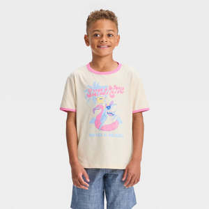 T-shirt 'Sunshine' Shark Ringer a maniche corte bianco sporco per ragazzi 100% cotone Cat & Jack Jersey Carto - Product Image 1
