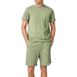 Trajes de chándal personalizados con logotipo para hombre 2025 Conjuntos cortos Joggers Hombres Verano 100% Algodón de calidad superior Conjuntos de camisetas y pantalones cortos para hombre - Product Image 1