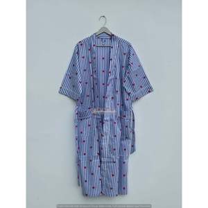 Kimono de algodón rosa con estampado a mano, protector de traje de baño estilo indio para la playa - Product Image 4