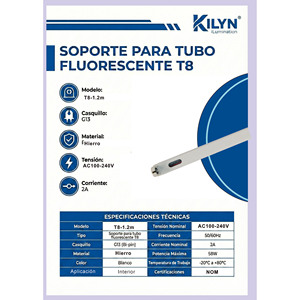 Luminaire LED en aluminium pour tube fluorescent, idéal pour bureau, 1,2 m, 5000K, lumière du jour, IP33 - Product Image 5