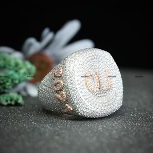 Personalization Round Brilliant Cut Moissanite <b>Name</b> Engagement Ring in Two Tone Plated Christmas <b>Gift</b> by Phoenix Enterprise - Product Image 2