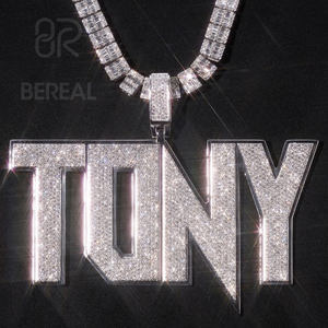 Colgante con Nombre Personalizado de Moissanita VVS que Pasa la Prueba del Diamante, Estilo Hip Hop para Hombre, Collar de Plata 925 con Incrustaciones de Diamantes, Colgante con Letra, Joyería Fina - Product Image 1