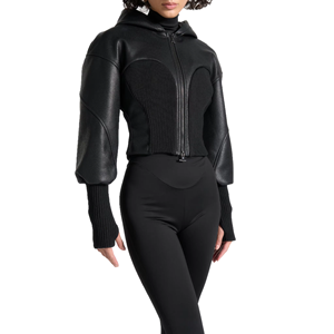 Veste en cuir véritable pour femme, best-seller de l'hiver, sur mesure, à capuche, en cuir grainé, style contour, 2026 - Product Image 1