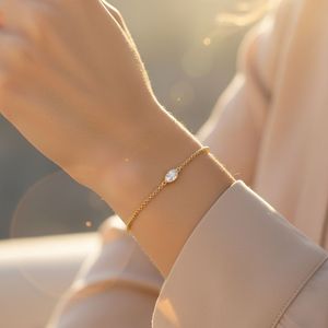 Women's Minimalist Gold <b>Bracelet</b> With Marquise Cut Natural Diamond Everyday Wear fashion <b>bracelets</b> & <b>bangles</b> <b>bracelet</b> enfant - Product Image 1