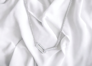 Wholesale 0.10 Carat Lab Grown <b>Diamond</b> Vintage Women's Paperclip Link <b>Necklace</b> in 18-Inch Sterling <b>Silver</b> Jewelry Supplier - Product Image 3