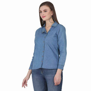 Chemise en jean pour femme, style moderne pour un look décontracté, chemise en jean à manches longues pour femme, design décontracté et durable - Product Image 4