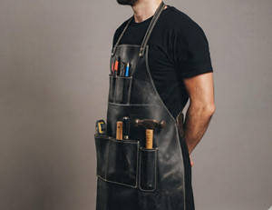 Delantal de Cuero Genuino con Acabado Suave para Baristas, Uniforme de Cafetería, Profesional, Estético, Casual, Protector y Antiolores - Product Image 6