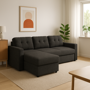 Nola Modern 3-Seater Convertible <b>Sofa</b> <b>Bed</b> W/ Storage Chaise Wooden <b>Frame</b> Extendable & Reclining for Living Room - Product Image 2