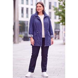 Zebra Astar Manteau en coton grande taille à détails bleu marine - Product Image 4