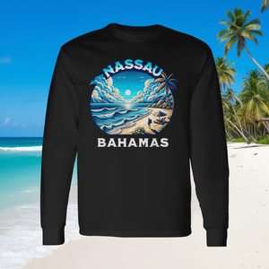 T-Shirt a Maniche Lunghe Souvenir di Vacanza da Nassau Bahamas, Prodotto Promozionale - Product Image 3