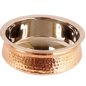 Logo personnalisé Meilleures ventes Vaisselle de service en acier inoxydable Cuivre et acier Vaisselle Bol de service indien Pot Handi avec couvercle - Product Image 2
