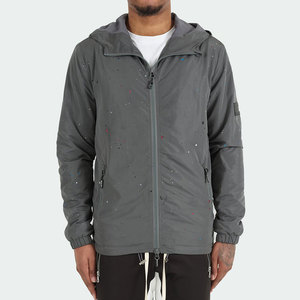 Chaqueta de invierno cortavientos con capucha para hombre con cuello levantado informal, ropa de calle para exteriores, logotipo frontal transpirable - Product Image 1