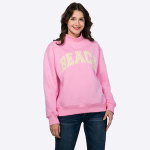 Logo personnalisé automne et hiver nouveaux vêtements de rue pour femmes couleur unie décontracté col montant lâche coton pull sweats - Product Image 3