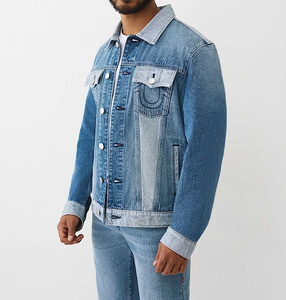 Vente en gros de streetwear manteaux en jean vintage de créateur personnalisés veste universitaire en denim de travail oversize brodée pour l'hiver - Product Image 5